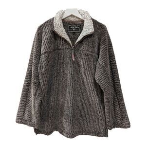 True Grit Men's 3/4 Zip Up Pullover Grey Luxe Ultra Soft Fleece Size M